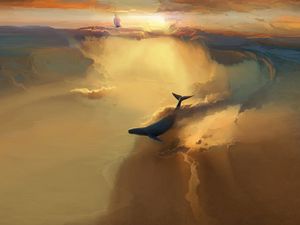 Preview wallpaper whale, sea, swim, smoke