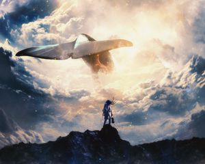 Preview wallpaper whale, tail, musician, symphony, clouds, art, surrealism
