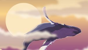 Preview wallpaper whales, sea, sun, art