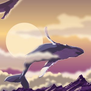 Preview wallpaper whales, sea, sun, art