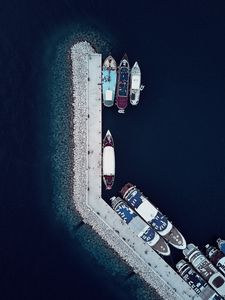 Preview wallpaper wharf, pier, boats, aerial view
