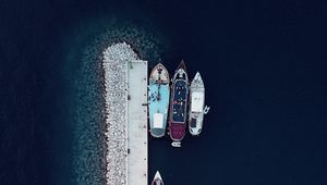 Preview wallpaper wharf, pier, boats, aerial view