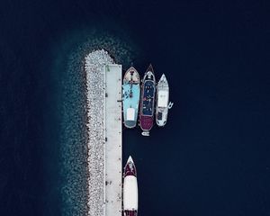 Preview wallpaper wharf, pier, boats, aerial view