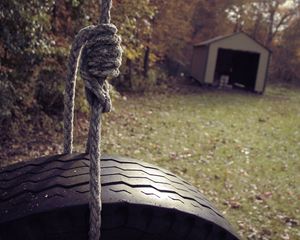 Preview wallpaper wheel, rope, swing, yard, garage