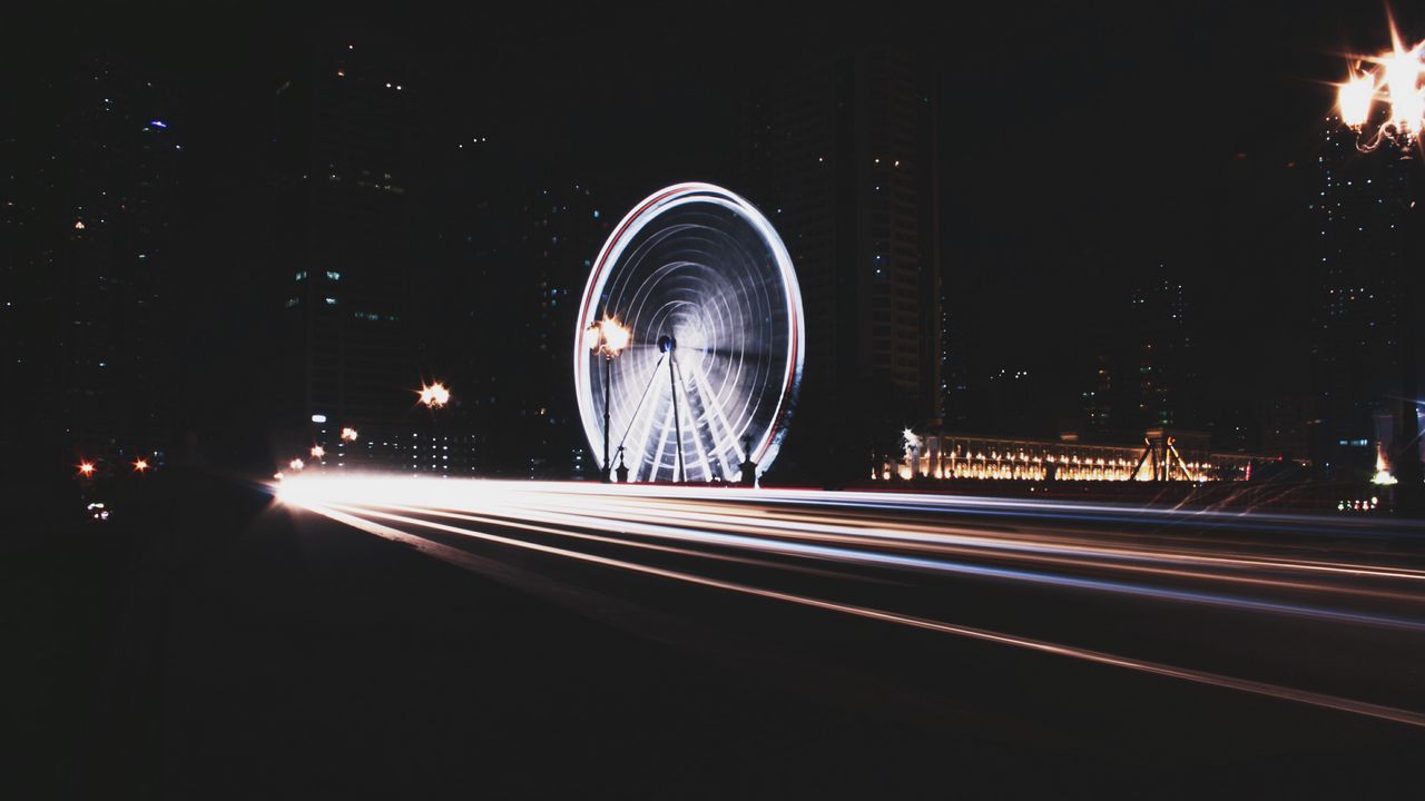 Wallpaper wheel, rotation, city, night
