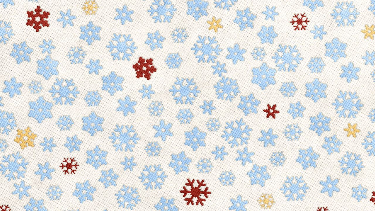 Wallpaper white background, blue, yellow, red, snowflakes, tissue