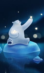 Preview wallpaper white bear, art, star, ice