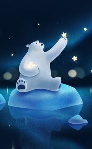 Preview wallpaper white bear, art, star, ice