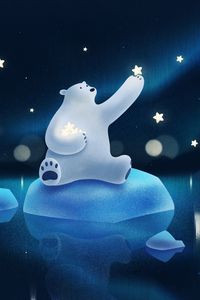 Preview wallpaper white bear, art, star, ice
