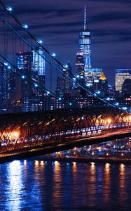 Preview wallpaper williamsburg, usa, night city, bridge