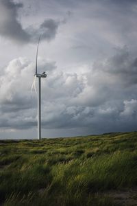 Preview wallpaper wind farm, turbine, clouds, meadow, nature