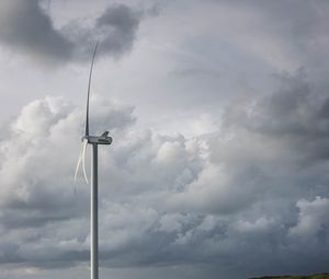 Preview wallpaper wind farm, turbine, clouds, meadow, nature