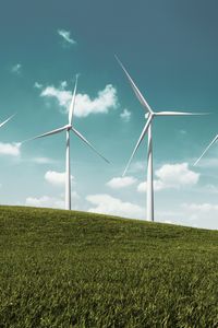 Preview wallpaper wind farm, turbines, hill, nature