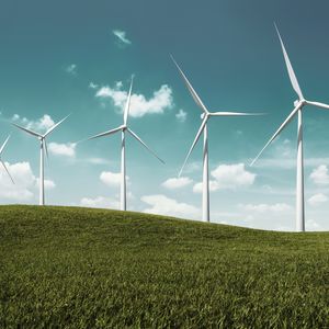 Preview wallpaper wind farm, turbines, hill, nature