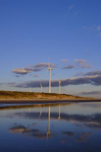 Preview wallpaper wind farm, turbines, lake, shore, nature