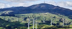 Preview wallpaper wind turbine, hills, landform, grasses