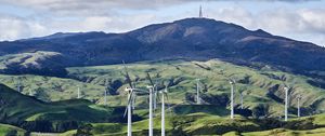 Preview wallpaper wind turbine, hills, landform, grasses