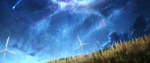 Preview wallpaper wind turbine, nebula, starry sky, space, art