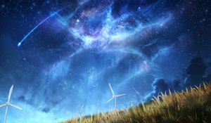 Preview wallpaper wind turbine, nebula, starry sky, space, art