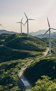 Preview wallpaper wind turbine, structure, sky, road, winding