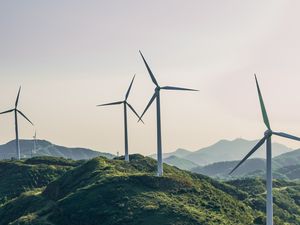 Preview wallpaper wind turbine, structure, sky, road, winding