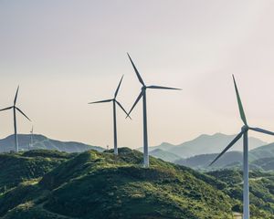 Preview wallpaper wind turbine, structure, sky, road, winding