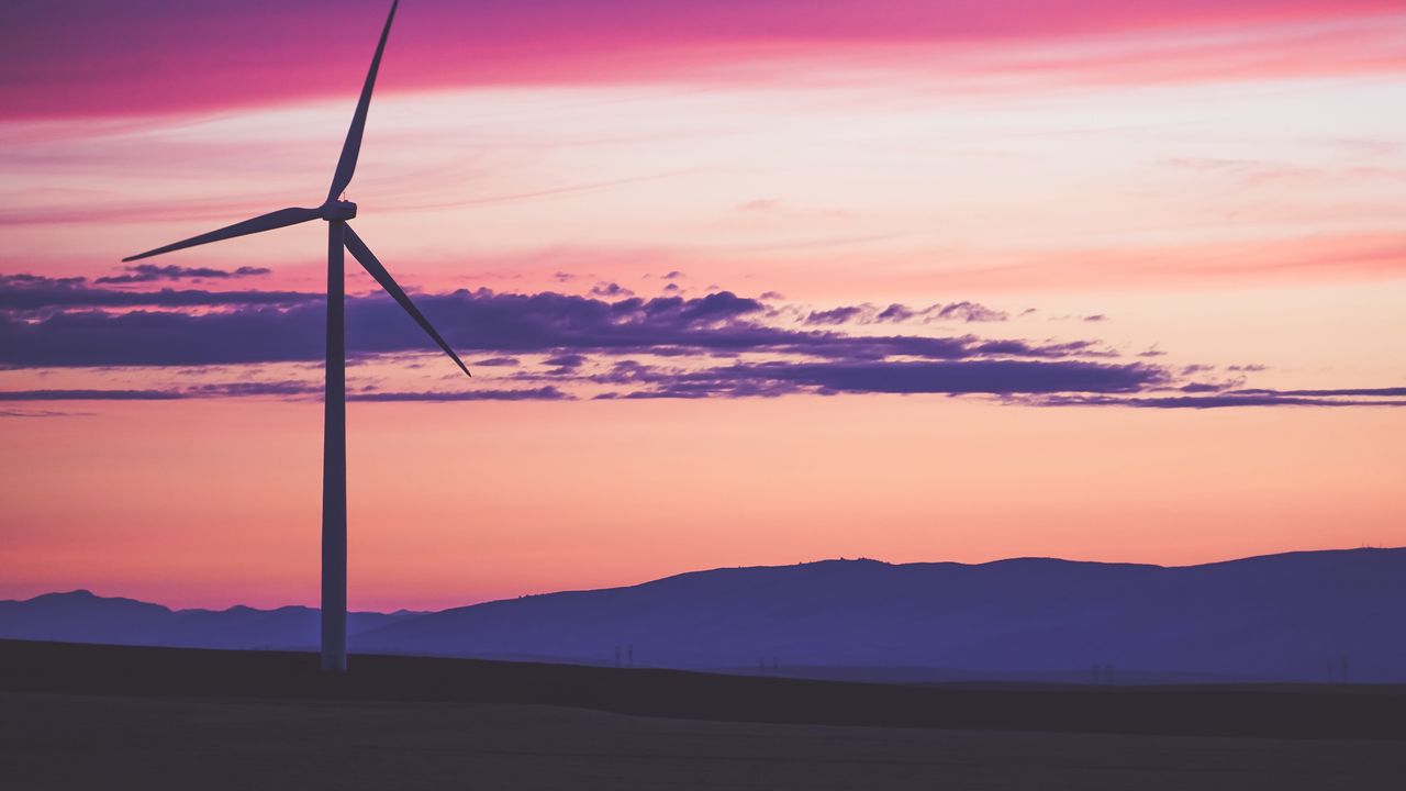 Wallpaper wind turbine, turbine, dusk, dark