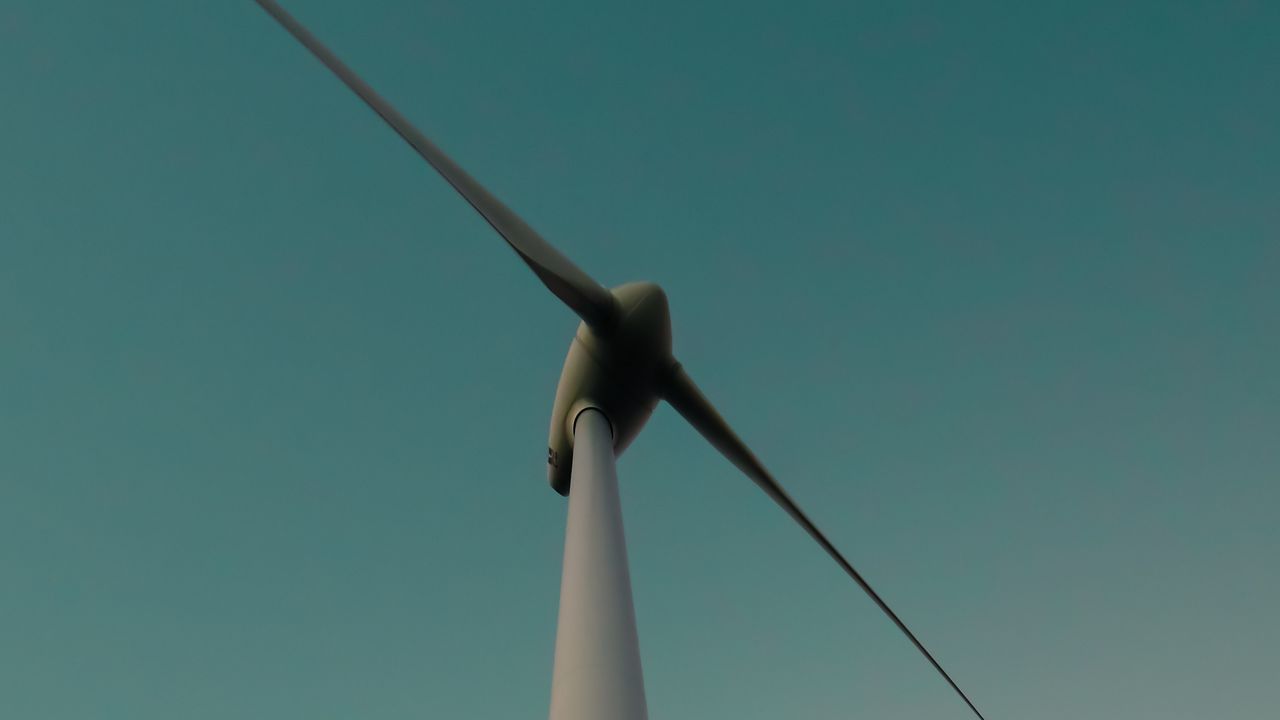 Wallpaper wind turbines, silhouette, loneliness, evening