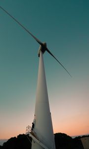 Preview wallpaper wind turbines, silhouette, loneliness, evening