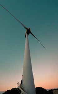 Preview wallpaper wind turbines, silhouette, loneliness, evening