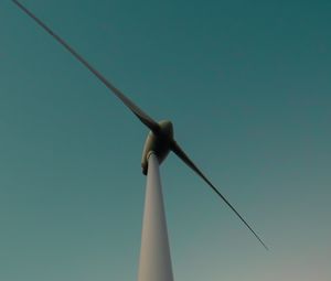 Preview wallpaper wind turbines, silhouette, loneliness, evening