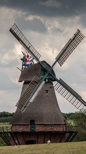 Preview wallpaper windmill, agriculture, sky