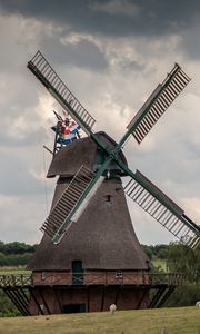 Preview wallpaper windmill, agriculture, sky