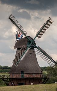 Preview wallpaper windmill, agriculture, sky