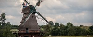 Preview wallpaper windmill, agriculture, sky