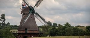 Preview wallpaper windmill, agriculture, sky