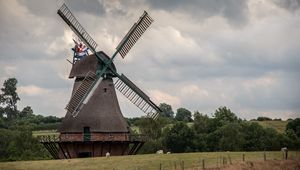 Preview wallpaper windmill, agriculture, sky