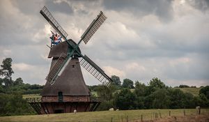 Preview wallpaper windmill, agriculture, sky