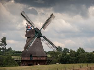 Preview wallpaper windmill, agriculture, sky