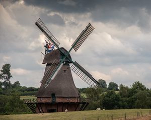 Preview wallpaper windmill, agriculture, sky