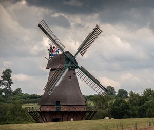 Preview wallpaper windmill, agriculture, sky