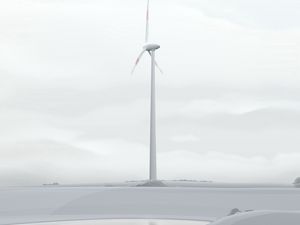 Preview wallpaper windmill, city, gloomy