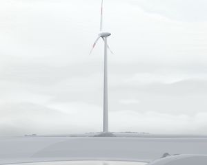 Preview wallpaper windmill, city, gloomy