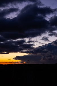 Preview wallpaper windmill, clouds, night, overcast, horizon