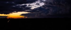 Preview wallpaper windmill, clouds, night, overcast, horizon