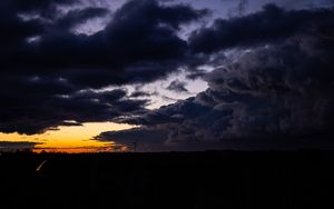 Preview wallpaper windmill, clouds, night, overcast, horizon