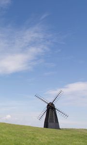 Preview wallpaper windmill, field, grass, minimalism