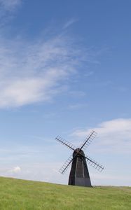 Preview wallpaper windmill, field, grass, minimalism