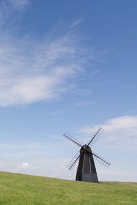 Preview wallpaper windmill, field, grass, minimalism