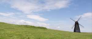 Preview wallpaper windmill, field, grass, minimalism